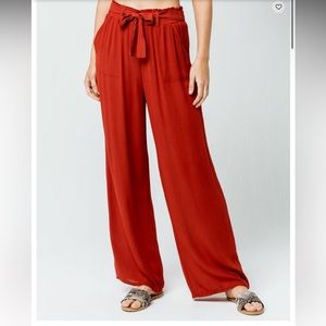 SKY AND SPARROW -Solid Rust Womens Wide Leg Pants